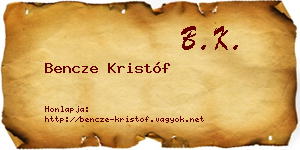 Bencze Kristóf névjegykártya